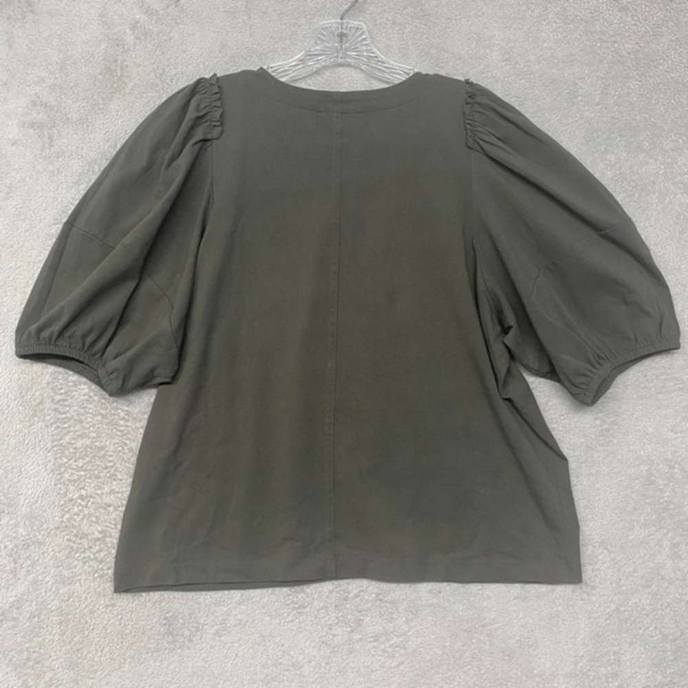 Madewell Top XS Puff Sleeve Tee T Shirt Top Dark Surplus Cotton Relaxed NT331 - Picture 7 of 8